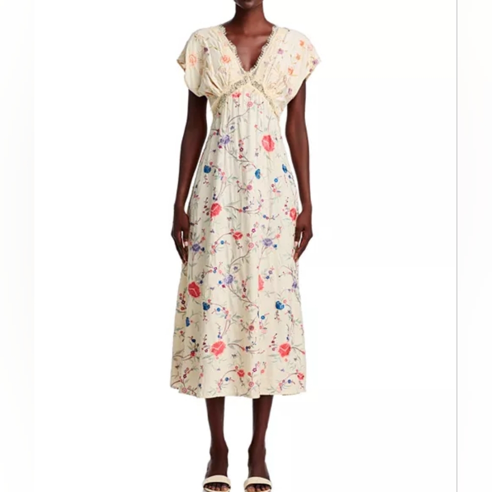 Sea Embroidered V-Neck Dress NWT Sz 6 - Picture 6 of 8